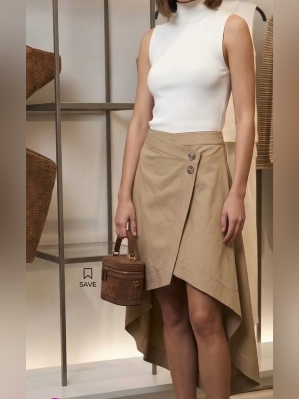 🔥🔥Zara High-Low Wrap Skirt in Khaki